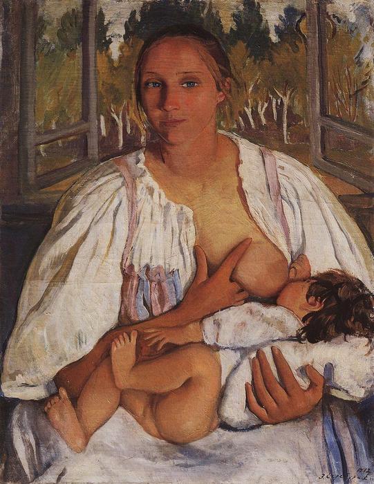 Wikioo.org - The Encyclopedia of Fine Arts - Painting, Artwork by Zinaida Serebriakova - Nurse with baby 