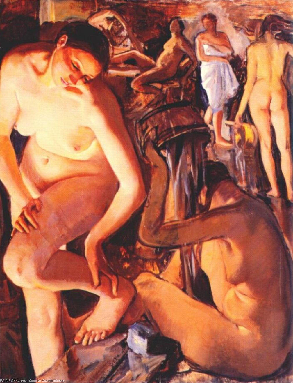 Wikioo.org - The Encyclopedia of Fine Arts - Painting, Artwork by Zinaida Serebriakova - The Bathhouse