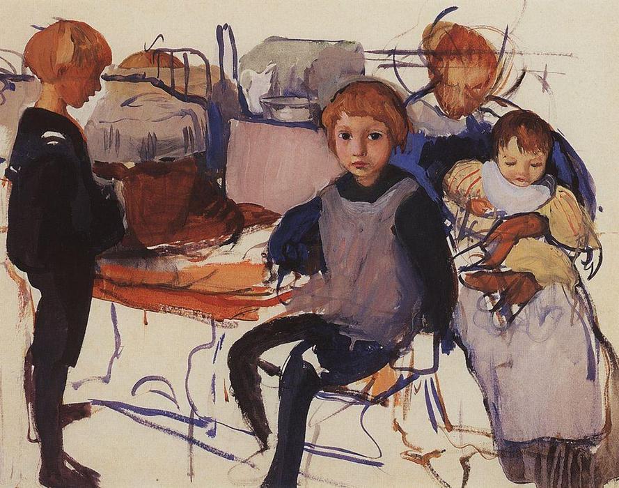 Wikioo.org - The Encyclopedia of Fine Arts - Painting, Artwork by Zinaida Serebriakova - In the nursery. Neskuchnoye 