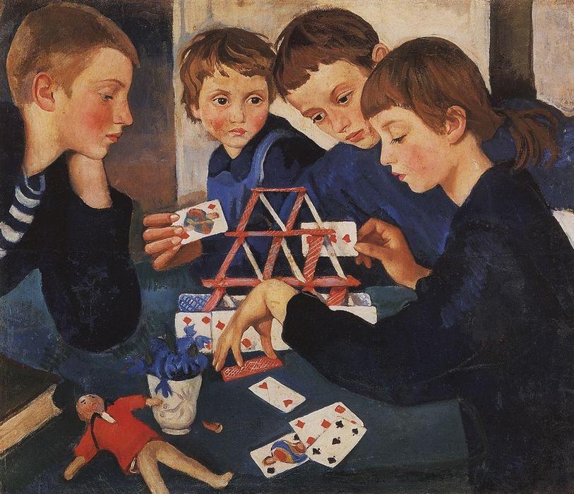 Wikioo.org - The Encyclopedia of Fine Arts - Painting, Artwork by Zinaida Serebriakova - House of cards 
