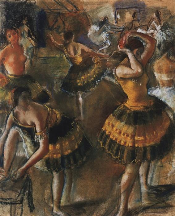Wikioo.org - The Encyclopedia of Fine Arts - Painting, Artwork by Zinaida Serebriakova - Ballet dancers in their dressing room