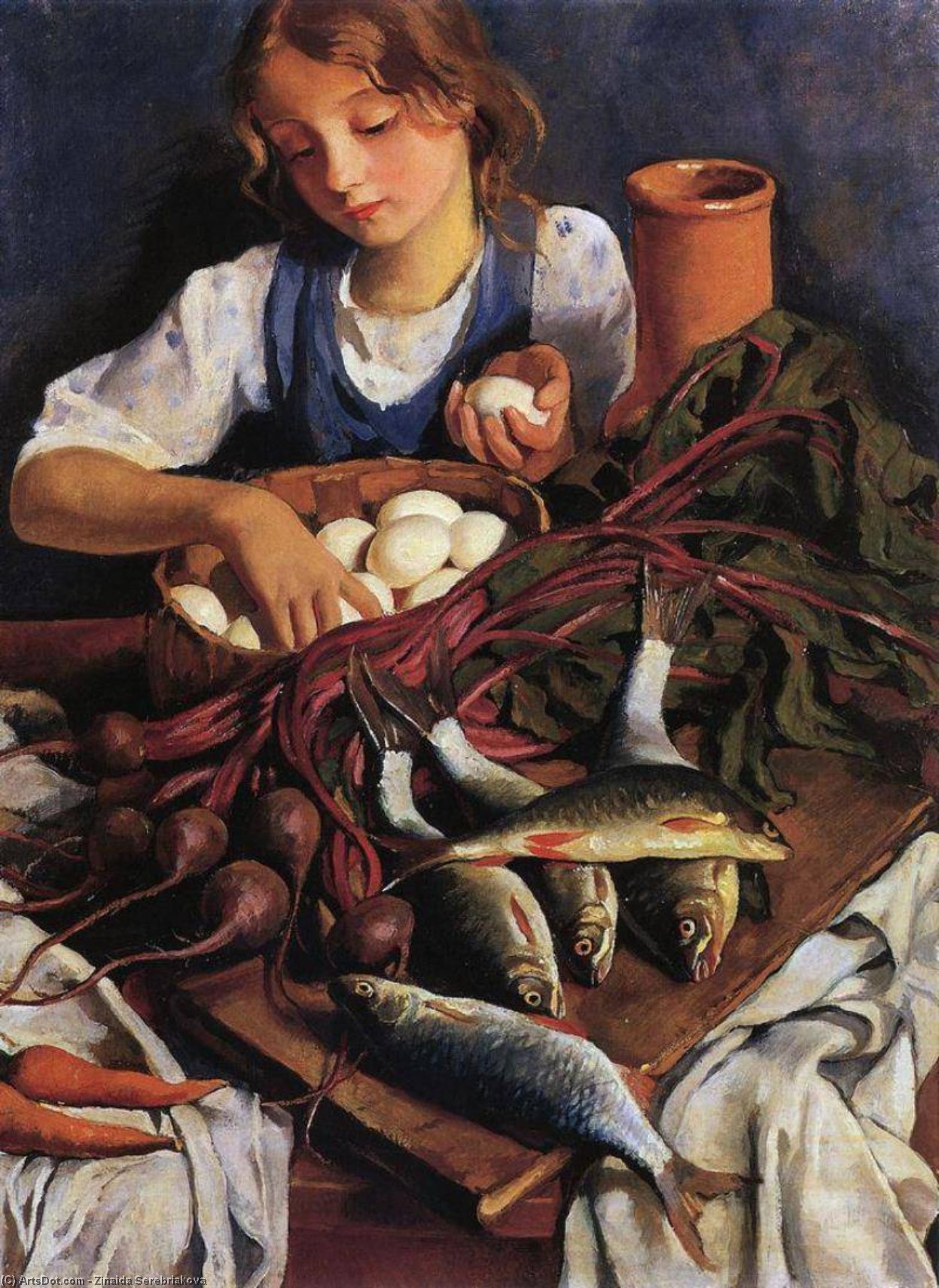 WikiOO.org - دایره المعارف هنرهای زیبا - نقاشی، آثار هنری Zinaida Serebriakova - In the kitchen