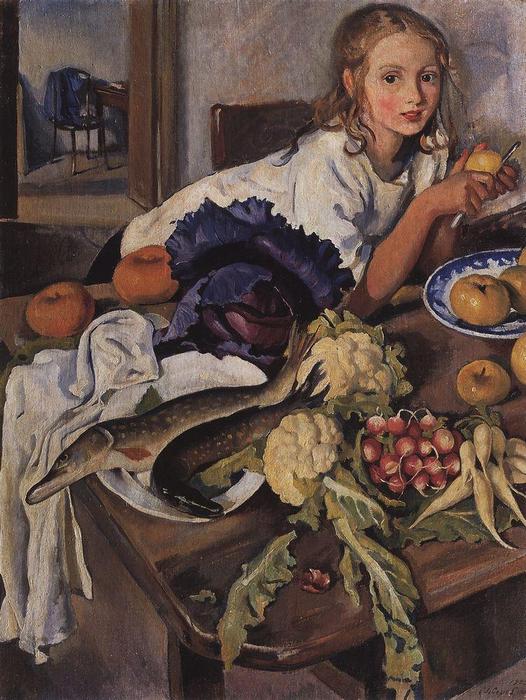 Wikioo.org - The Encyclopedia of Fine Arts - Painting, Artwork by Zinaida Serebriakova - Katya still life 