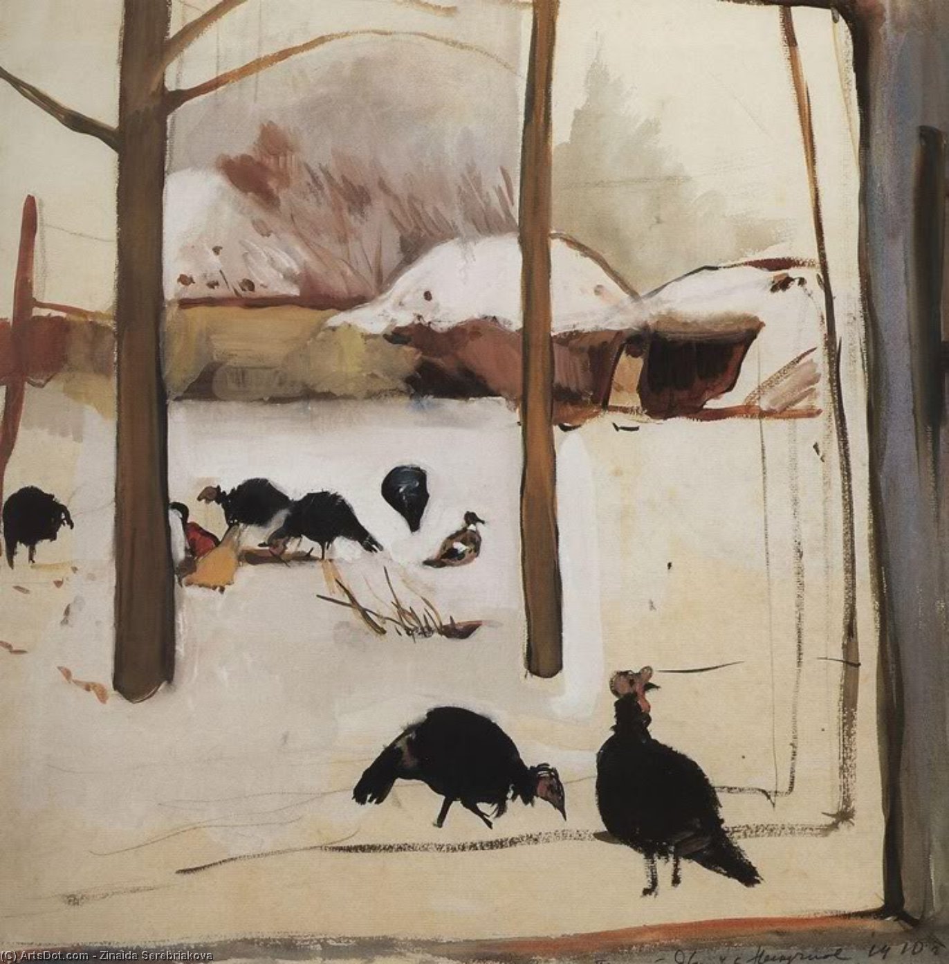 Wikioo.org - The Encyclopedia of Fine Arts - Painting, Artwork by Zinaida Serebriakova - Poultry yard