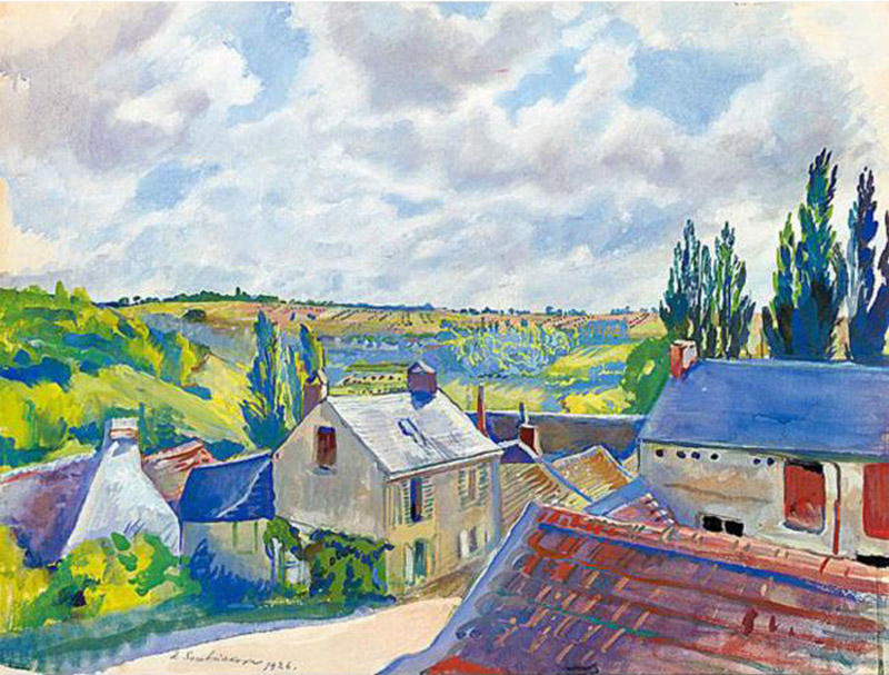 Wikioo.org - The Encyclopedia of Fine Arts - Painting, Artwork by Zinaida Serebriakova - View over the rooftops. France 