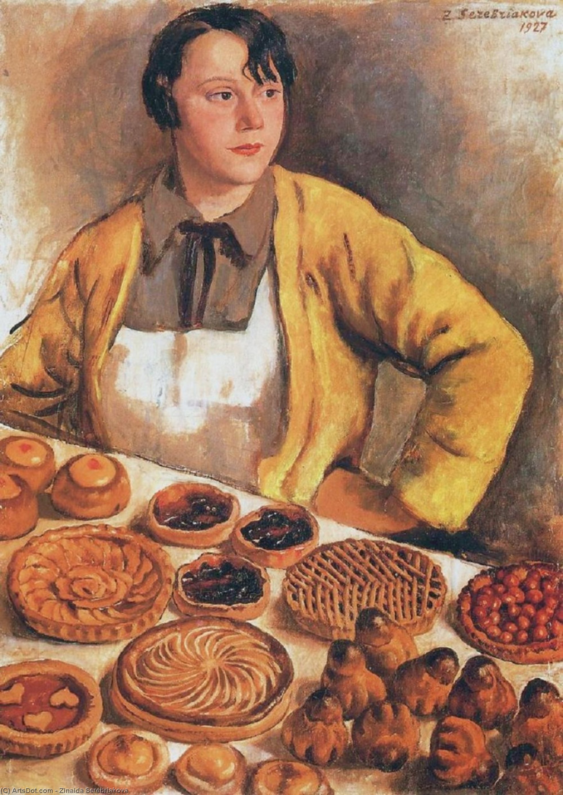 Wikioo.org - The Encyclopedia of Fine Arts - Painting, Artwork by Zinaida Serebriakova - The breadseller from rue Lepic