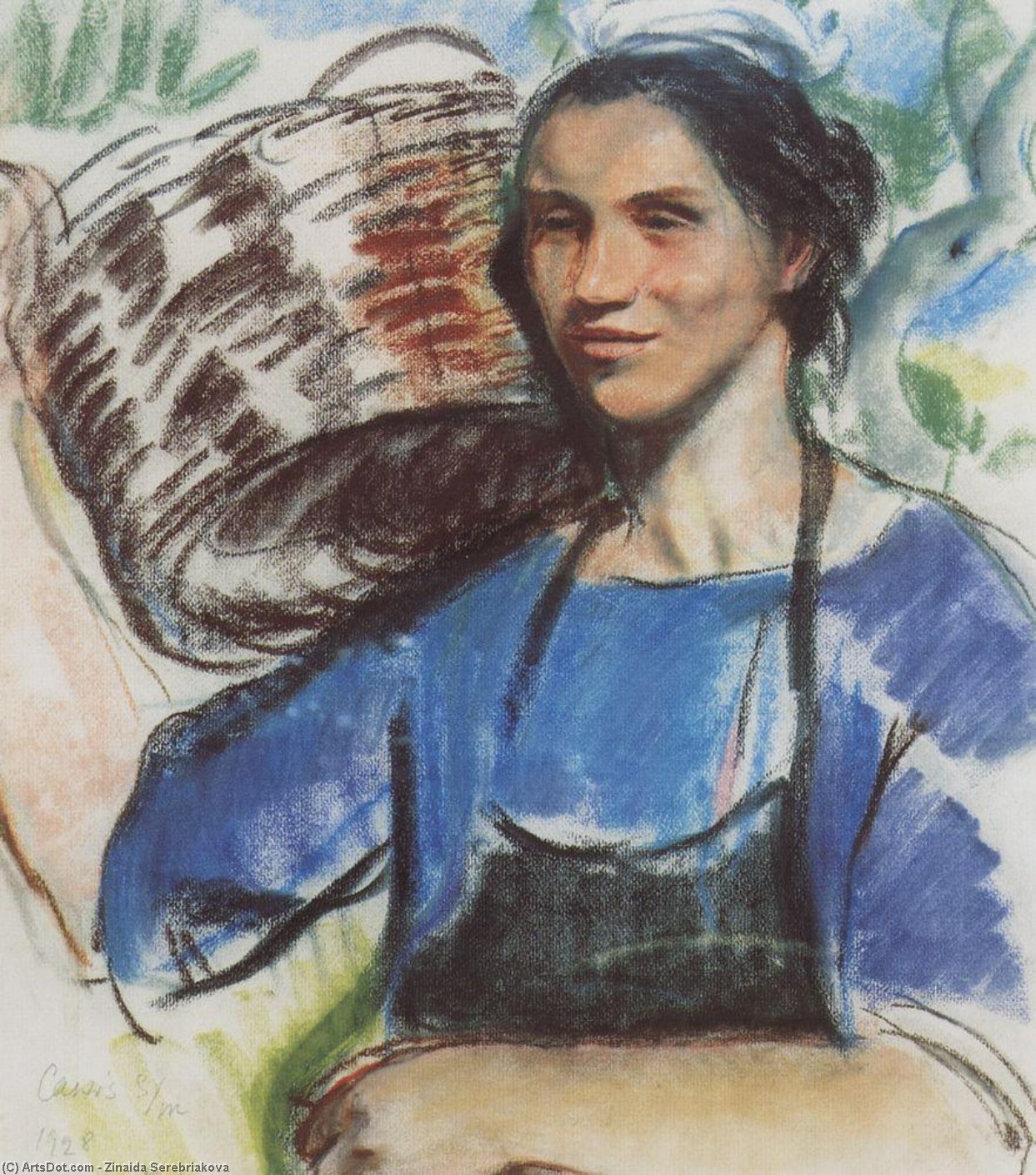 WikiOO.org - 백과 사전 - 회화, 삽화 Zinaida Serebriakova - Cassis. A peasant woman with basket