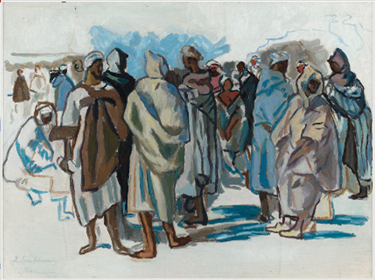 Wikioo.org – L'Enciclopedia delle Belle Arti - Pittura, Opere di Zinaida Serebriakova - Mercato a Marrakech