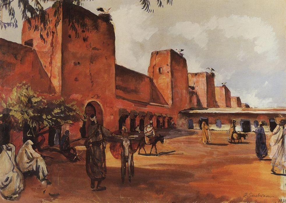 Wikioo.org - The Encyclopedia of Fine Arts - Painting, Artwork by Zinaida Serebriakova - Marrakech. The walls and towers of the city 