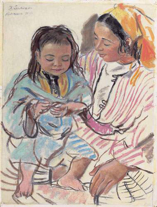 WikiOO.org - Enciclopédia das Belas Artes - Pintura, Arte por Zinaida Serebriakova - Mother and daughter 