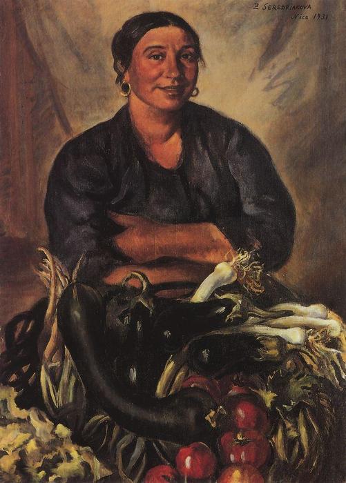 Wikioo.org - The Encyclopedia of Fine Arts - Painting, Artwork by Zinaida Serebriakova - Merchant vegetables. Nice 