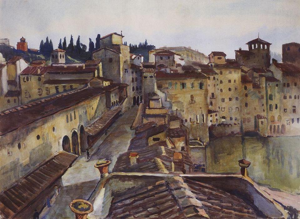 Wikioo.org - The Encyclopedia of Fine Arts - Painting, Artwork by Zinaida Serebriakova - Florence. Ponte Vecchio 