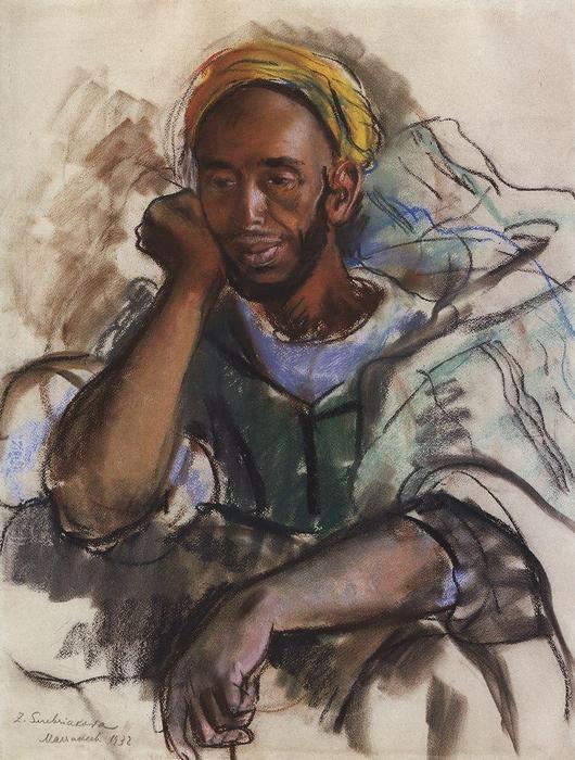 Wikioo.org - The Encyclopedia of Fine Arts - Painting, Artwork by Zinaida Serebriakova - Moroccan in Green 