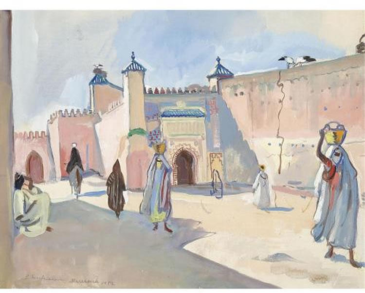 WikiOO.org - Encyclopedia of Fine Arts - Maľba, Artwork Zinaida Serebriakova - Street in Marrakech 