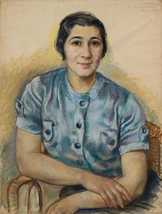 Wikioo.org - The Encyclopedia of Fine Arts - Painting, Artwork by Zinaida Serebriakova - Woman in Blue 
