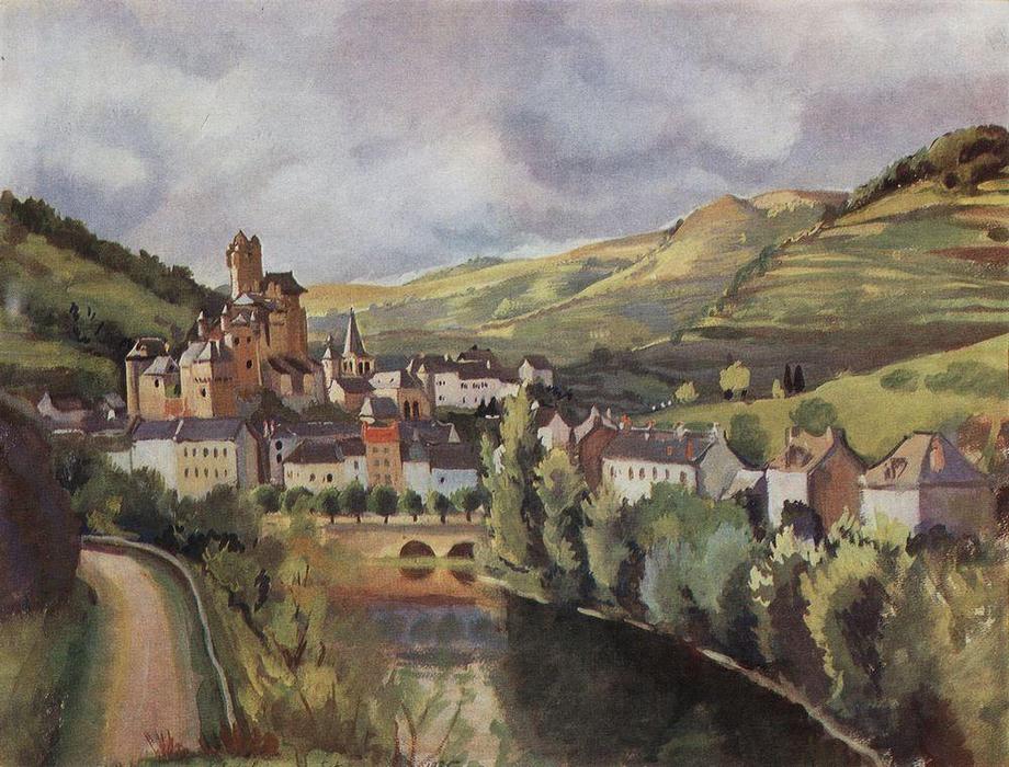 Wikioo.org - The Encyclopedia of Fine Arts - Painting, Artwork by Zinaida Serebriakova - Auvergne. Town Esteng 
