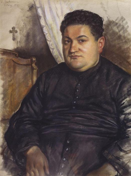Wikioo.org - The Encyclopedia of Fine Arts - Painting, Artwork by Zinaida Serebriakova - Portrait of Abbe Esten 