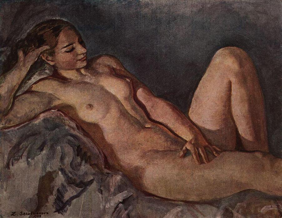 Wikioo.org – La Enciclopedia de las Bellas Artes - Pintura, Obras de arte de Zinaida Serebriakova - El modelo, basado en el codo