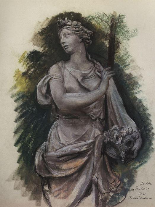 WikiOO.org - Encyclopedia of Fine Arts - Maľba, Artwork Zinaida Serebriakova - Sculpture in the Tuileries 