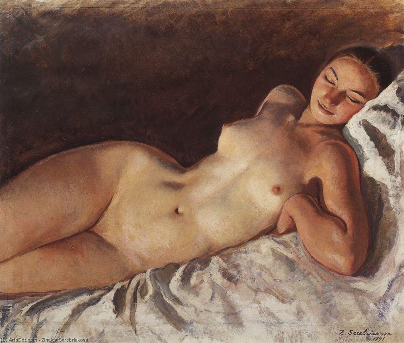 Wikioo.org - The Encyclopedia of Fine Arts - Painting, Artwork by Zinaida Serebriakova - Sleeping nude