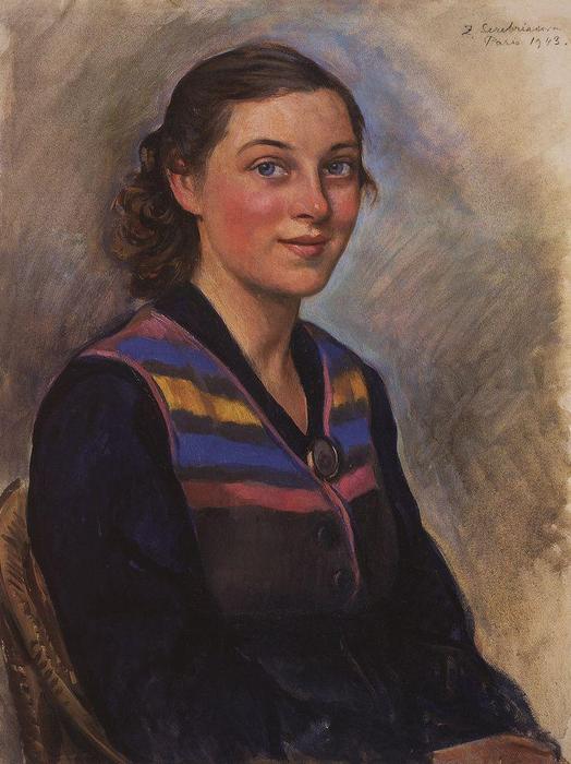 Wikioo.org - The Encyclopedia of Fine Arts - Painting, Artwork by Zinaida Serebriakova - Portrait of Irina Zakolodkina