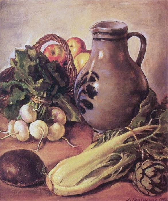 Wikioo.org - The Encyclopedia of Fine Arts - Painting, Artwork by Zinaida Serebriakova - Still life with a jug