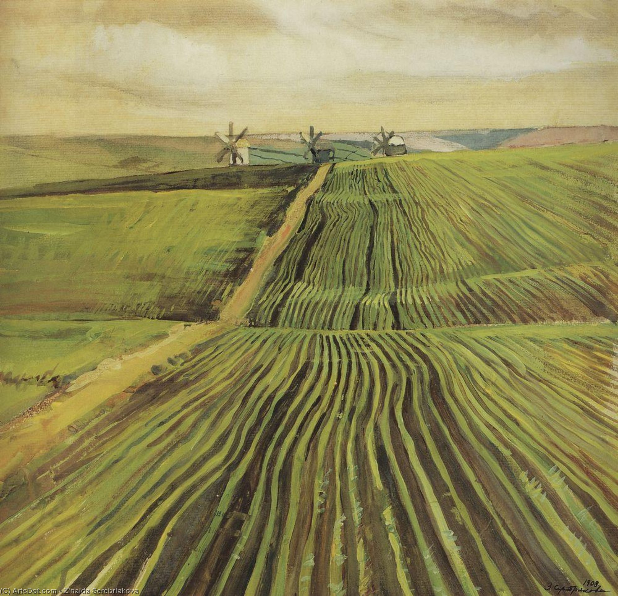 Wikioo.org - The Encyclopedia of Fine Arts - Painting, Artwork by Zinaida Serebriakova - Green autumn