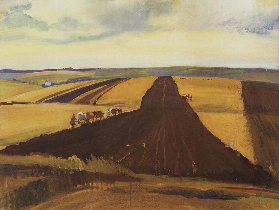 Wikioo.org - The Encyclopedia of Fine Arts - Painting, Artwork by Zinaida Serebriakova - Neskuchnoye. Plowing 