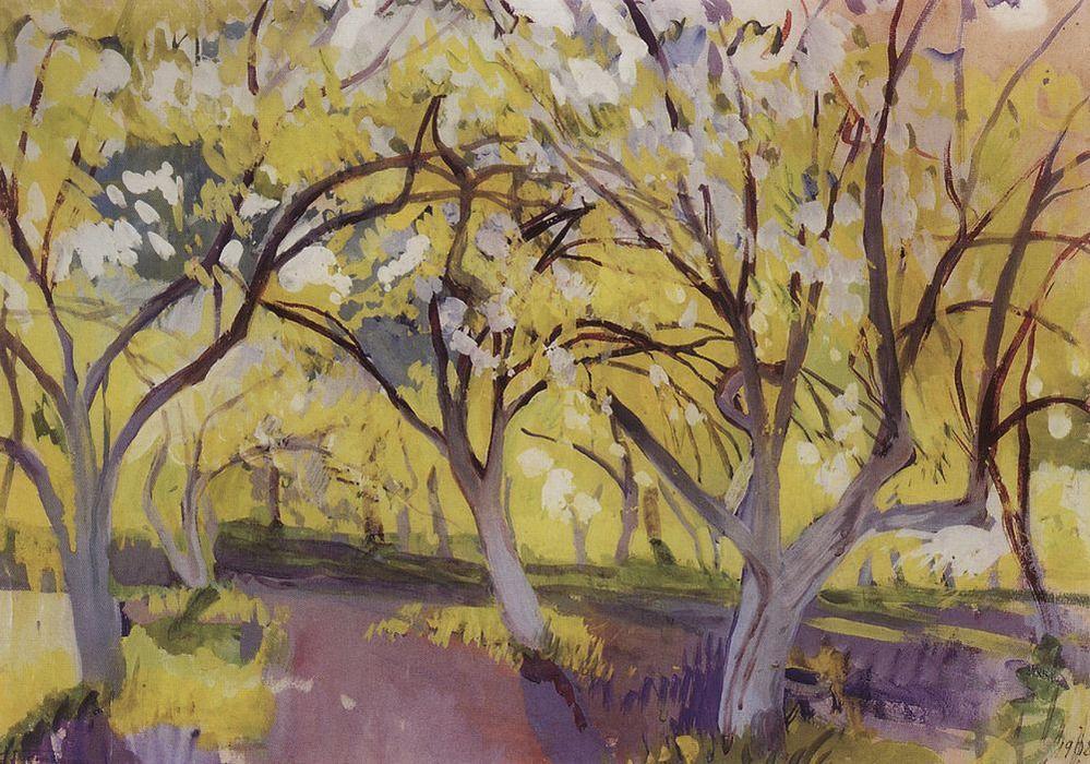 Wikioo.org - The Encyclopedia of Fine Arts - Painting, Artwork by Zinaida Serebriakova - Orchard in bloom. Neskuchnoye 