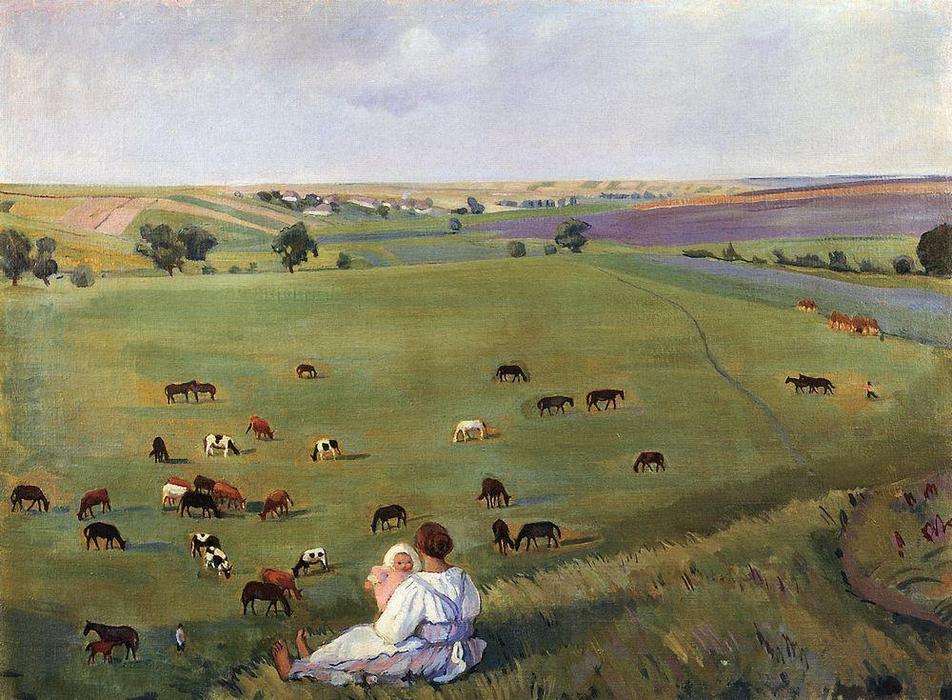 Wikioo.org - The Encyclopedia of Fine Arts - Painting, Artwork by Zinaida Serebriakova - In the meadow 