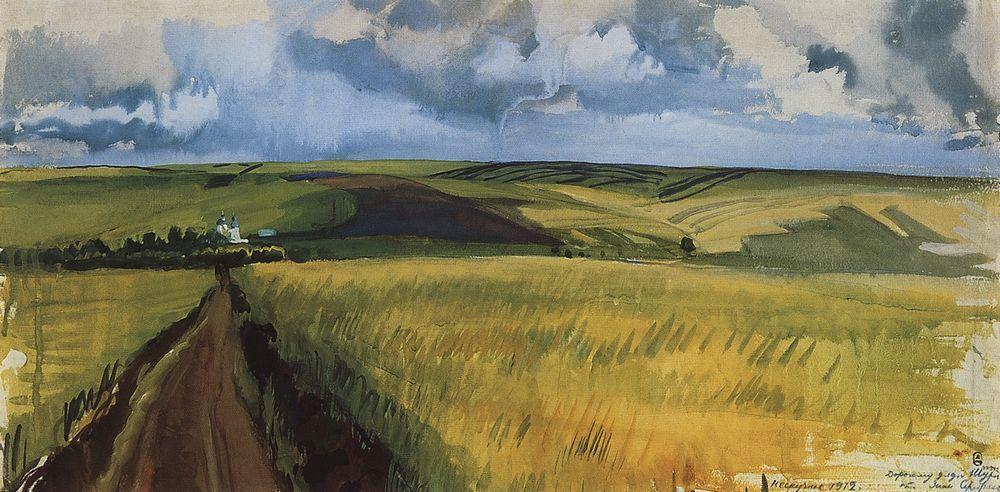 WikiOO.org - Encyclopedia of Fine Arts - Lukisan, Artwork Zinaida Serebriakova - Neskuchnoye. Field. 