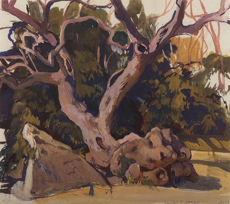 WikiOO.org - 백과 사전 - 회화, 삽화 Zinaida Serebriakova - Trees in the Crimea 