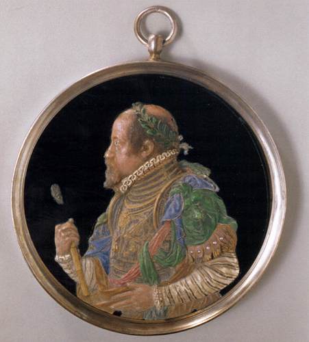 Wikioo.org - The Encyclopedia of Fine Arts - Painting, Artwork by Antonio Abondio - Medallion Portrait of Emperor Maximilian II