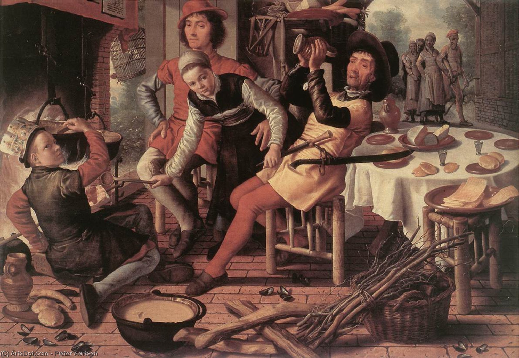 Wikioo.org - The Encyclopedia of Fine Arts - Painting, Artwork by Pieter Aertsen - Peasants by the Hearth