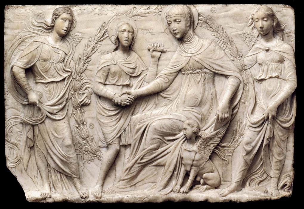 WikiOO.org - Enciklopedija likovnih umjetnosti - Slikarstvo, umjetnička djela Agostino Di Duccio - St Bridget of Sweden Receiving the Rule of Her Order