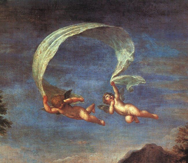 Wikioo.org - Die Enzyklopädie bildender Kunst - Malerei, Kunstwerk von Francesco Albani - Adonis durch Amoren zu Venus Angeführt Detail
