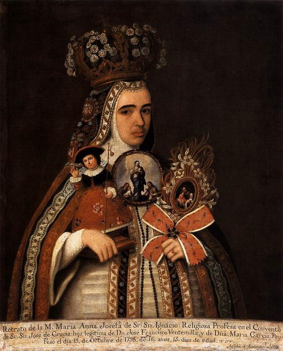 Wikioo.org - The Encyclopedia of Fine Arts - Painting, Artwork by José De Alcibar - Portrait of María Anna Josefa Taking Vow
