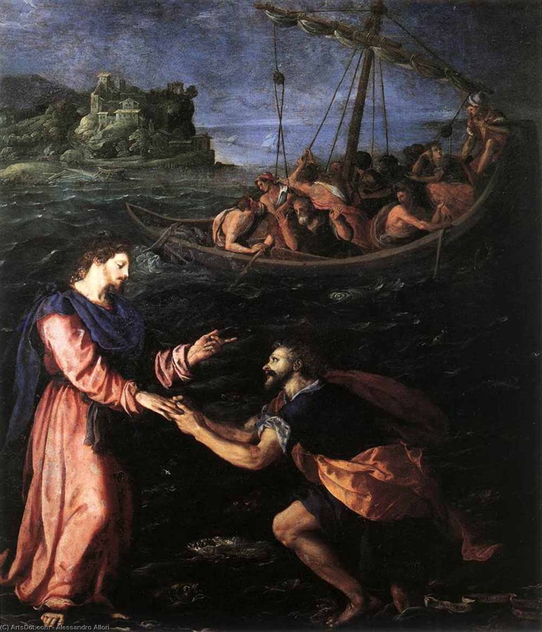 Wikioo.org - The Encyclopedia of Fine Arts - Painting, Artwork by Alessandro Allori - St Peter Walking on the Water