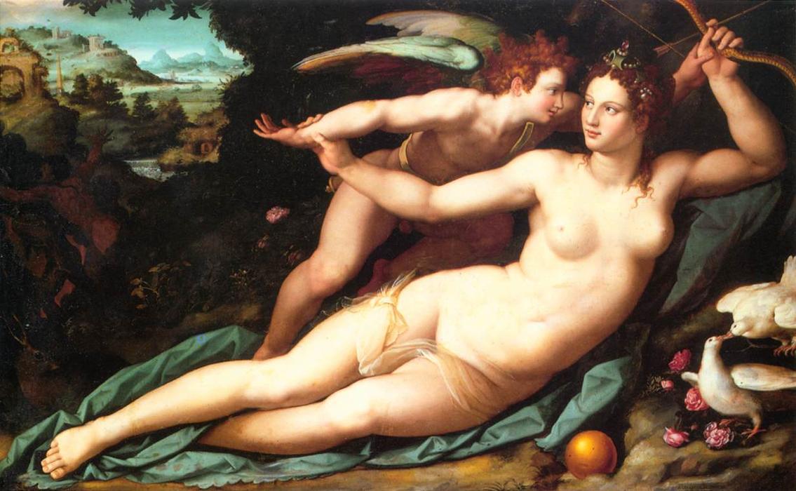 Wikioo.org – La Enciclopedia de las Bellas Artes - Pintura, Obras de arte de Alessandro Allori - Venus y cupido