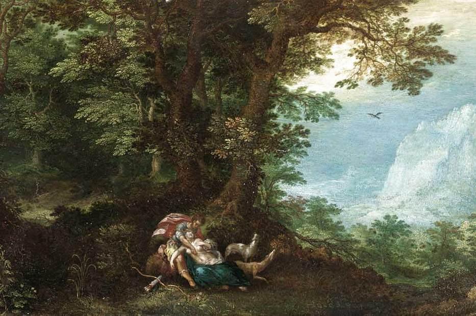 Wikioo.org - The Encyclopedia of Fine Arts - Painting, Artwork by Denis Van Alsloot - Extensive Wooded Landscape with Cephalus and Procris