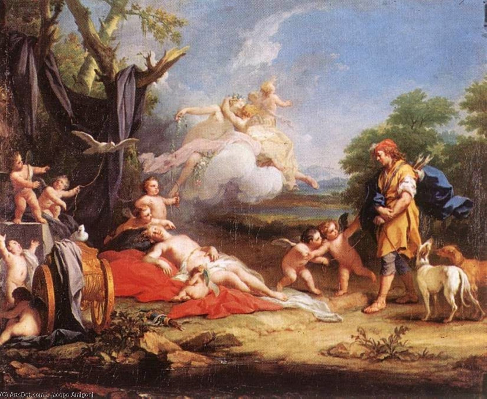 WikiOO.org - אנציקלופדיה לאמנויות יפות - ציור, יצירות אמנות Jacopo Amigoni - Venus and Adonis