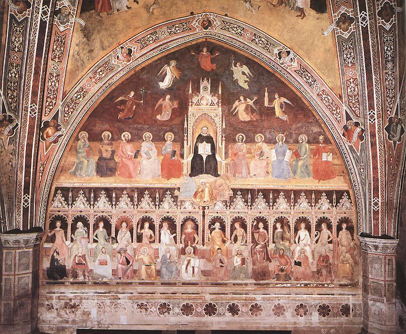 WikiOO.org - Encyclopedia of Fine Arts - Maľba, Artwork Andrea Di Bonaiuto (Andrea Da Firenze) - Triumph of St Thomas and Allegory of the Sciences