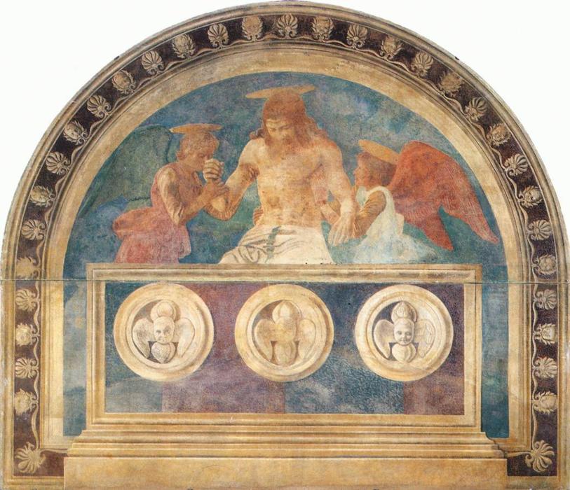 Wikioo.org – L'Enciclopedia delle Belle Arti - Pittura, Opere di Andrea Del Castagno - Cristo nel sepolcro mediante due angeli