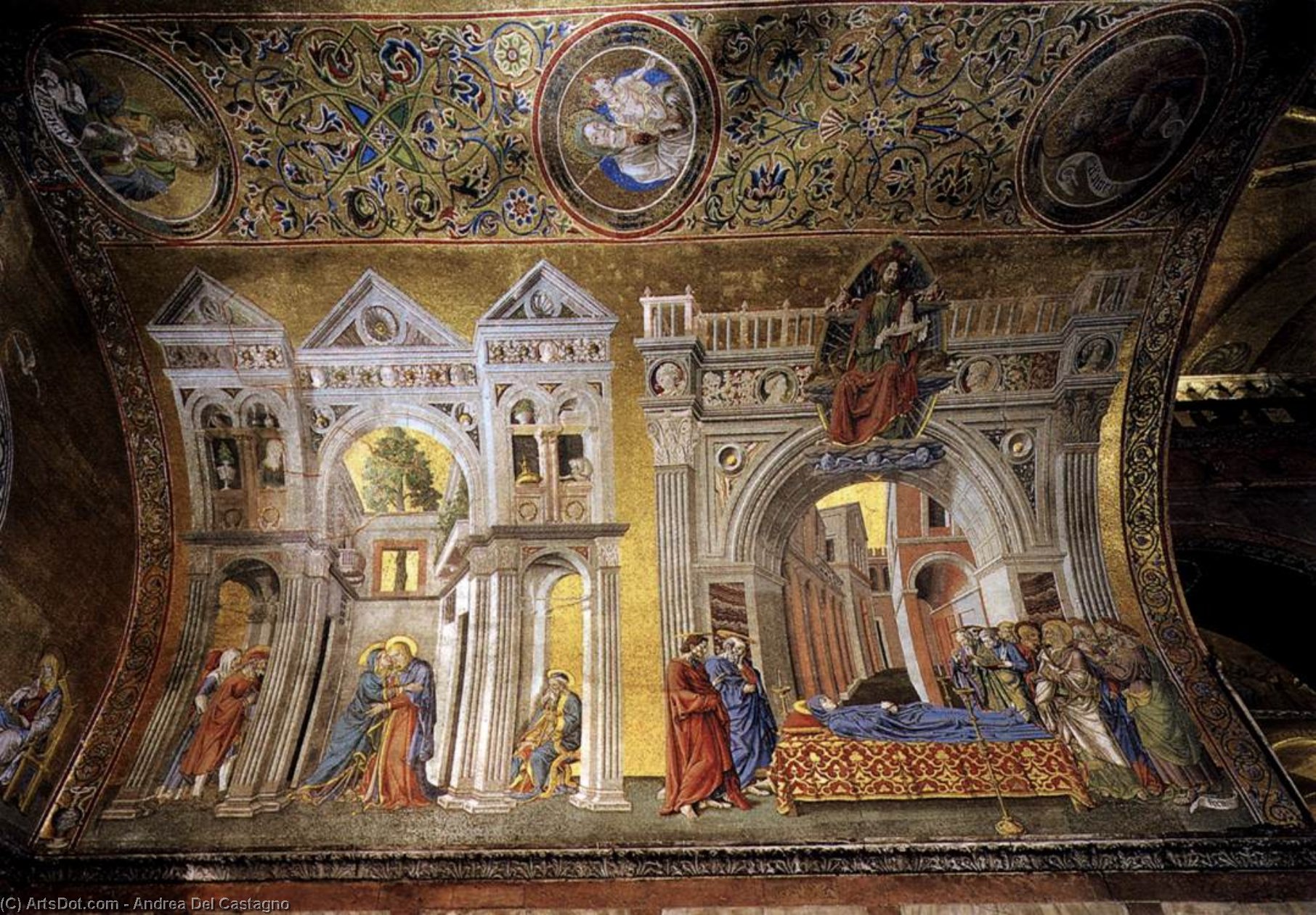 WikiOO.org - Εγκυκλοπαίδεια Καλών Τεχνών - Ζωγραφική, έργα τέχνης Andrea Del Castagno - Dormition of the Virgin