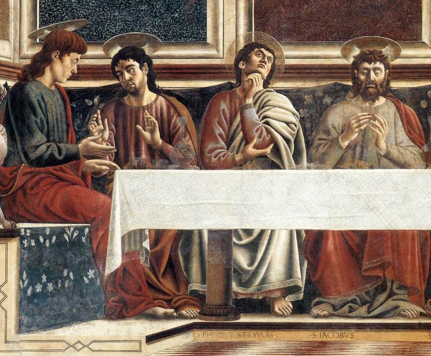 Wikioo.org - The Encyclopedia of Fine Arts - Painting, Artwork by Andrea Del Castagno - Last Supper (detail)