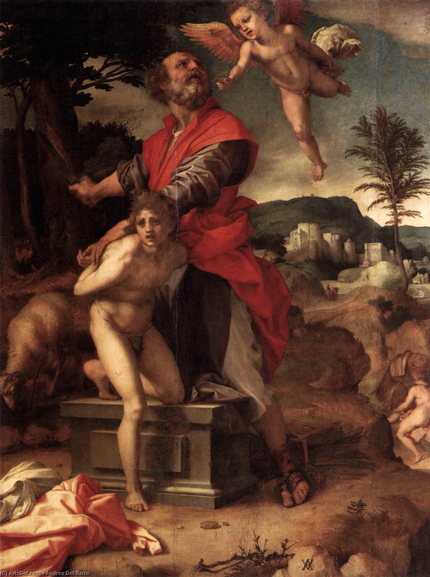 Wikioo.org - The Encyclopedia of Fine Arts - Painting, Artwork by Andrea Del Sarto - The Sacrifice of Abraham