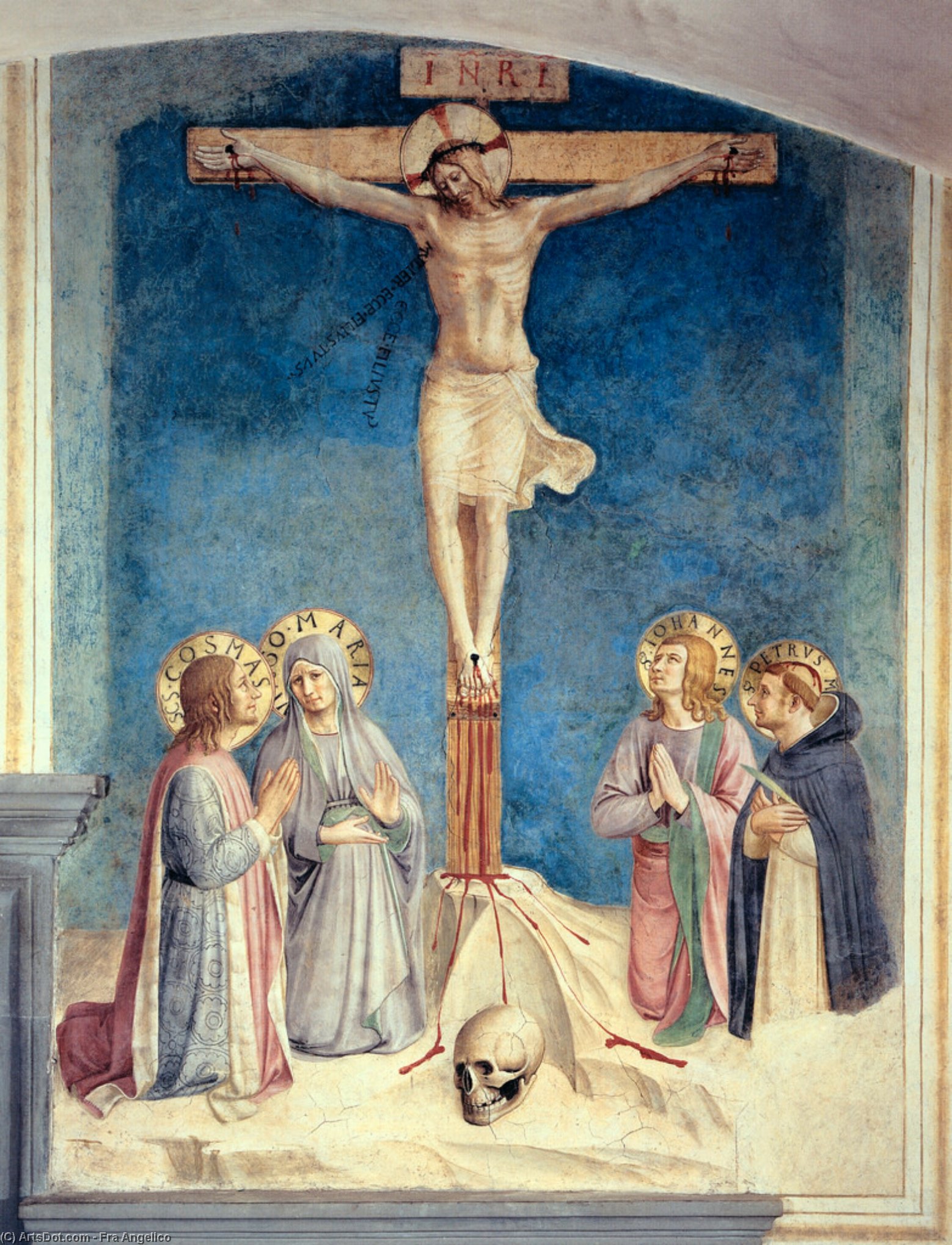 WikiOO.org - Encyclopedia of Fine Arts - Lukisan, Artwork Fra Angelico - Crucifixion with the Virgin and Sts Cosmas, John the Evangelist and Peter Martyr (Cell 38)