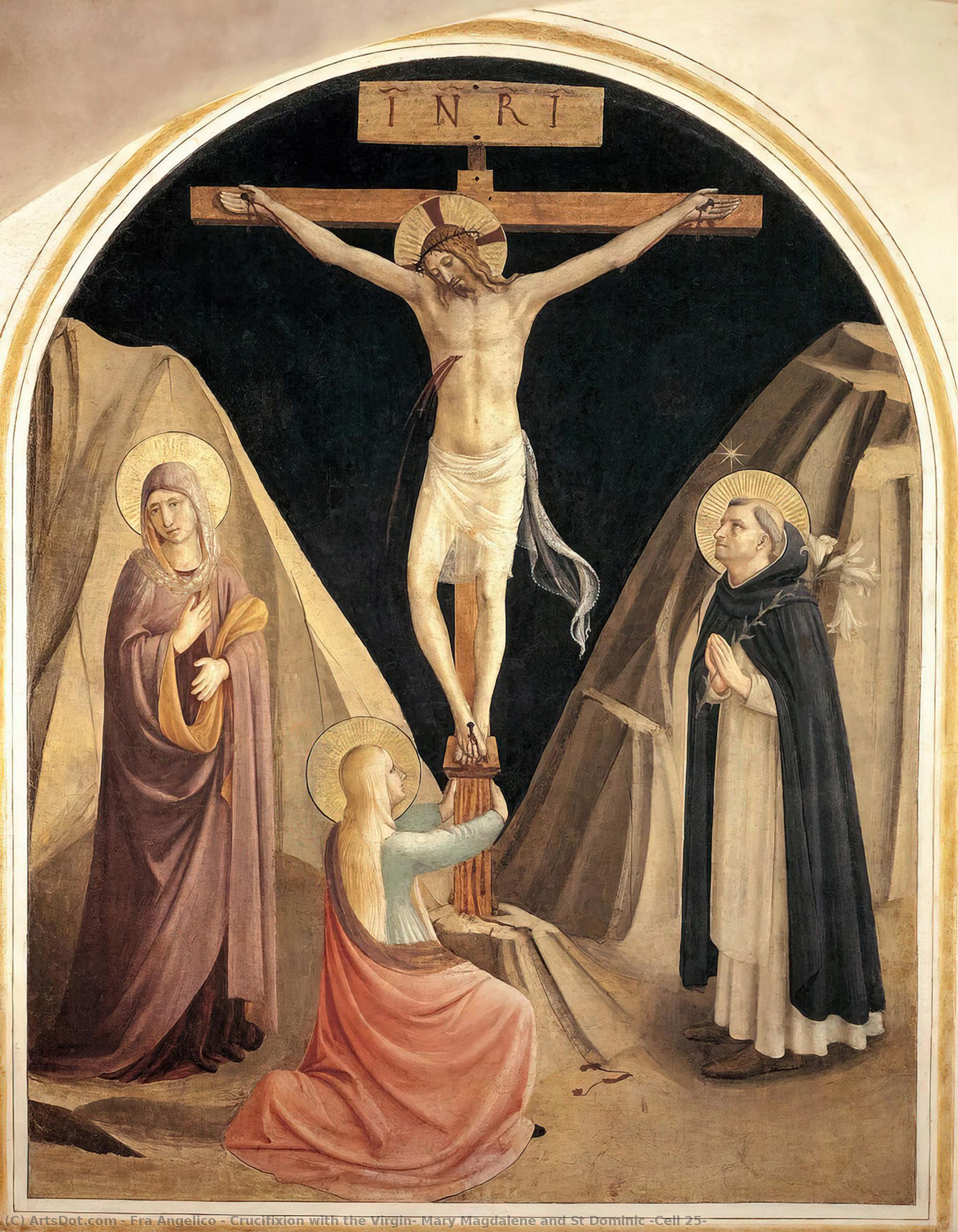 Wikioo.org - The Encyclopedia of Fine Arts - Painting, Artwork by Fra Angelico - Crucifixion with the Virgin, Mary Magdalene and St Dominic (Cell 25)