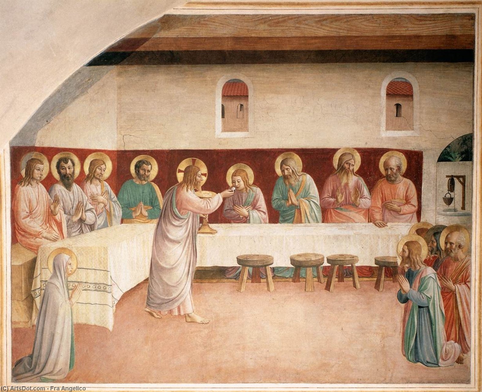 Wikioo.org - สารานุกรมวิจิตรศิลป์ - จิตรกรรม Fra Angelico - Institution of the Eucharist (Cell 35)