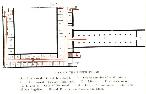 Wikioo.org - The Encyclopedia of Fine Arts - Painting, Artwork by Fra Angelico - Plan of the upper floor in the Convento di San Marco